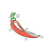 icône de piment de dessin animé de vecteur dans le style comique. pictogramme d'illustration de concept de poivrons épicés. concept d'effet d'éclaboussure d'affaires de piment paprika.