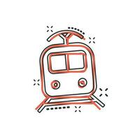 icône de transport de train de dessin animé de vecteur dans le style comique. pictogramme d'illustration de signe de train. concept d'effet d'éclaboussure d'entreprise de transport.