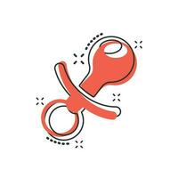 icône de sucette de bébé de dessin animé de vecteur dans le style comique. pictogramme d'illustration de signe de mamelon de jouet d'enfant. concept d'effet d'éclaboussure d'entreprise de sucette.