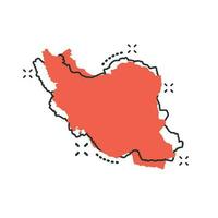 icône de carte iran de dessin animé de vecteur dans le style comique. pictogramme d'illustration de signe iran. carte de cartographie concept d'effet d'éclaboussure d'entreprise.