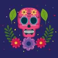 affiche de cinco de mayo avec décoration de crâne et de fleurs vecteur