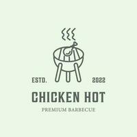 poulet chaud nourriture ligne art logo minimaliste conception barbecue chaud vecteur