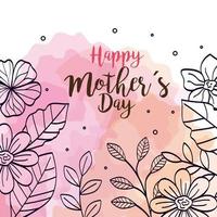 carte de fête des mères heureuse avec décoration de fleurs vecteur