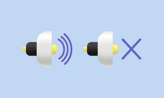 3d du son illustration le volume muet icône vecteur branché symboles isolé sur Contexte