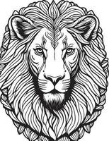 Lion mandala coloration page pour adultes vecteur