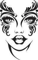 magnifique femmes visage tatouage conception vecteur illustration, femmes visage tatouage