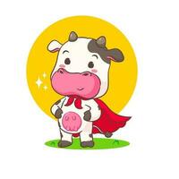 mignonne héros vache dessin animé personnage. adorable animal concept conception. isolé blanc Contexte. vecteur illustration