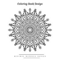 minimal mandala coloration page avec inspiré de la nature éléments vecteur