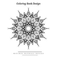 minimal mandala coloration page avec inspiré de la nature éléments vecteur