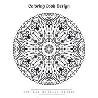 minimal mandala coloration page avec inspiré de la nature éléments vecteur