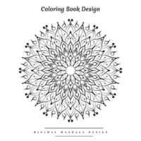minimal mandala coloration page avec inspiré de la nature éléments vecteur