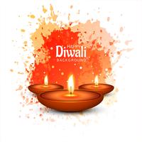 Joyeux diwali diya fond de carte festival huile lampe vecteur