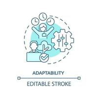 adaptabilité turquoise concept icône. surmonter défi. temps zone. souple travail heures. éloigné travail. doux compétence abstrait idée mince ligne illustration. isolé contour dessin. modifiable accident vasculaire cérébral vecteur