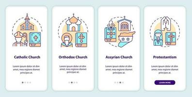 Christian des églises l'intégration mobile app filtrer. aveux procédure pas à pas 4 pas modifiable graphique instructions avec linéaire concepts. interface utilisateur, ux, gui modèle vecteur