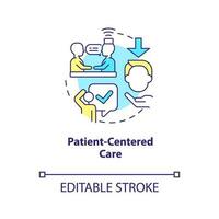 patient centré se soucier concept icône. soins de santé industrie s'orienter. personnalisé médicament abstrait idée mince ligne illustration. isolé contour dessin. modifiable accident vasculaire cérébral vecteur