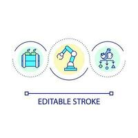 automatique récolte des robots boucle concept icône. intelligent agriculture abstrait idée mince ligne illustration. légume cueillette. secteur agroalimentaire. isolé contour dessin. modifiable accident vasculaire cérébral vecteur