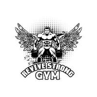 ancien aptitude relancer fort Gym sport haltère logo vecteur grunge