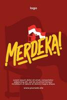 Indonésie indépendance journée manuscrit caractères texte vecteur conception. Merdeka traduit à liberté