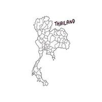 main tiré griffonnage carte de Thaïlande. vecteur illustration