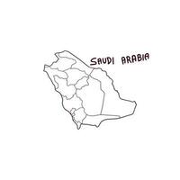 main tiré griffonnage carte de saoudien Saoudite. vecteur illustration