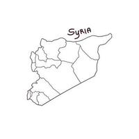 main tiré griffonnage carte de Syrie. vecteur illustration