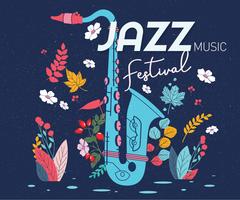 Saxaphone affiche vecteur festival de jazz
