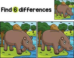 hippopotame animal trouver le différences vecteur