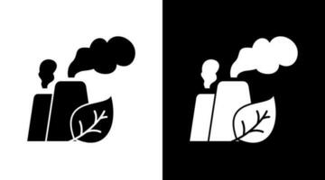 éco usine industrie fume la nature noir et blanc icône conception vecteur