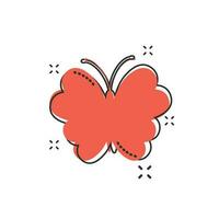 icône de papillon de dessin animé de vecteur dans le style comique. pictogramme d'illustration de signe d'insecte. concept d'effet d'éclaboussure d'affaires de papillon.