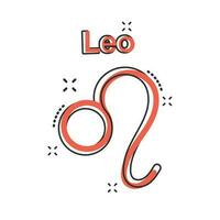 icône du zodiaque Lion de dessin animé vectoriel dans le style comique. pictogramme d'illustration de signe d'astrologie. concept d'effet d'éclaboussure d'entreprise horoscope leo.