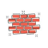 icône de brique de mur de dessin animé de vecteur dans le style comique. pictogramme d'illustration de signe de mur. concept d'effet d'éclaboussure d'entreprise en pierre.
