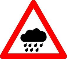 pluie signe. pluie avertissements. rouge Triangle signe avec pluie nuage icône à l'intérieur. risque de lourd pluie et accident. avertir, humide et glissant route. danger de inondation. vecteur