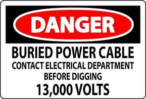 danger signe enterré Puissance câble contact électrique département avant creusement 13 000 volts vecteur