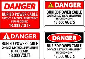 danger signe enterré Puissance câble contact électrique département avant creusement 13 000 volts vecteur