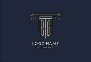 bg initiale avec pilier forme logo conception, Créatif monogramme logo conception pour loi raffermir vecteur
