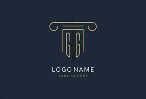 gg initiale avec pilier forme logo conception, Créatif monogramme logo conception pour loi raffermir vecteur