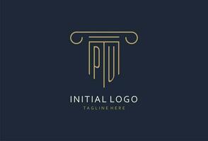 pu initiale avec pilier forme logo conception, Créatif monogramme logo conception pour loi raffermir vecteur