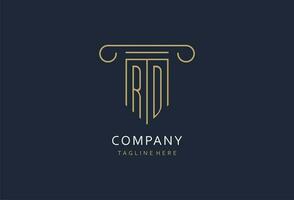 rd initiale avec pilier forme logo conception, Créatif monogramme logo conception pour loi raffermir vecteur
