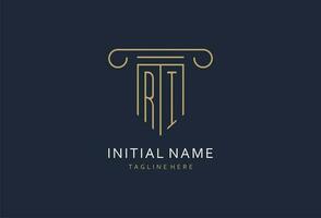 ri initiale avec pilier forme logo conception, Créatif monogramme logo conception pour loi raffermir vecteur