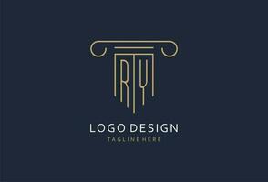 ry initiale avec pilier forme logo conception, Créatif monogramme logo conception pour loi raffermir vecteur