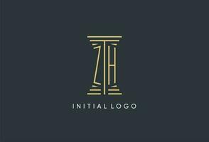 zh initiale monogramme avec pilier forme logo conception vecteur