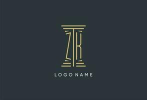 zk initiale monogramme avec pilier forme logo conception vecteur