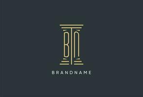 bn initiale monogramme avec pilier forme logo conception vecteur