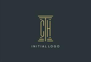 ch initiale monogramme avec pilier forme logo conception vecteur