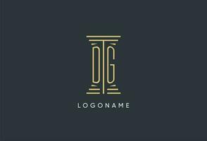 dg initiale monogramme avec pilier forme logo conception vecteur