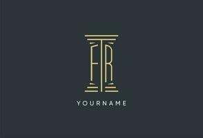 fr initiale monogramme avec pilier forme logo conception vecteur