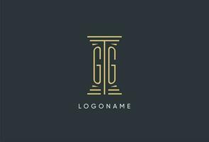 gg initiale monogramme avec pilier forme logo conception vecteur