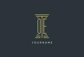 oe initiale monogramme avec pilier forme logo conception vecteur