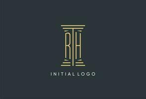 rh initiale monogramme avec pilier forme logo conception vecteur