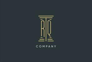 rq initiale monogramme avec pilier forme logo conception vecteur